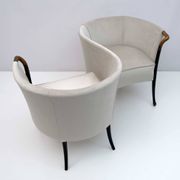 Rare Giorgetti Italian Velvet Conversation Sofa "Progetti", 1980s