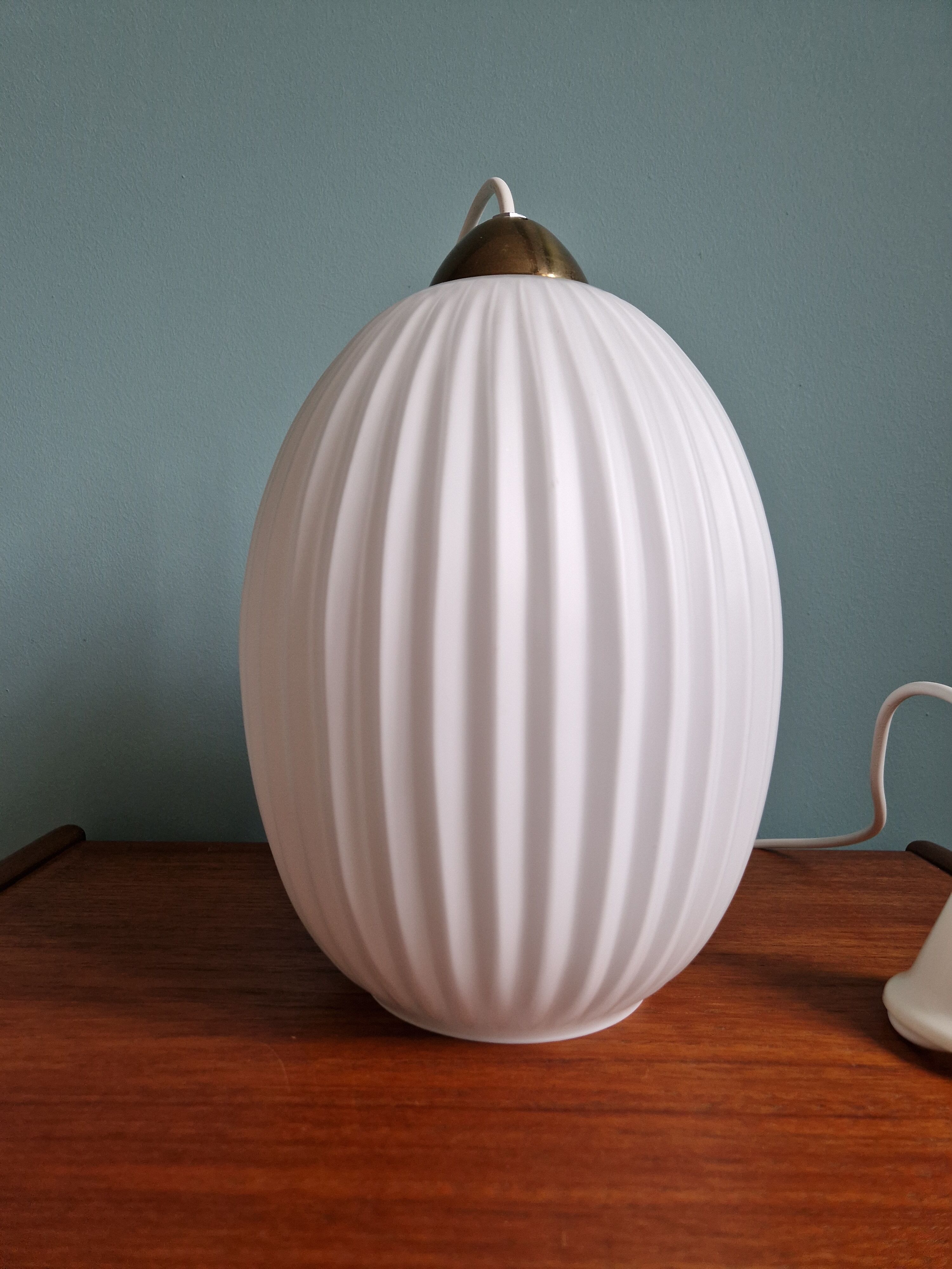 Scandinavian suspension lamp in white opaline 1960s