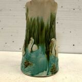 Ancient pitcher in polychrome earthenware 20th century swan decorations