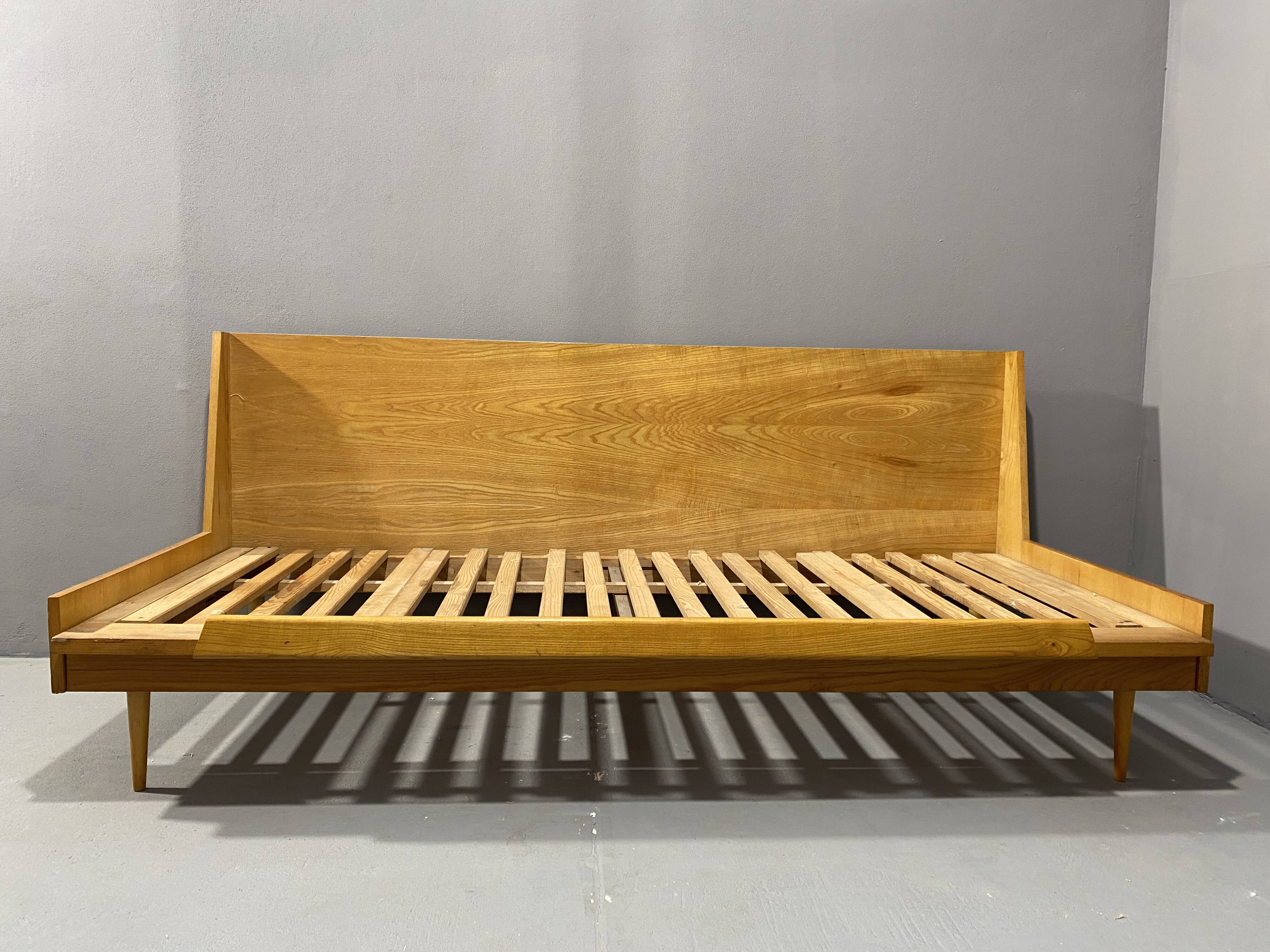 Mid-century folding sofa bed by Drevotvar, 1970s, Czechoslovakia