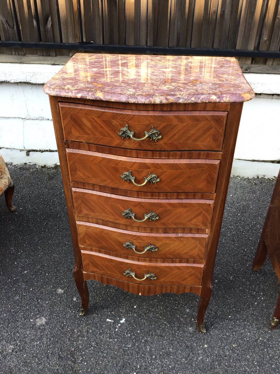 Pair of Louis XV style marquetry chiffonniers