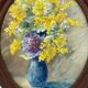 Old painting, still life with mimosas, signed, 60s/80s