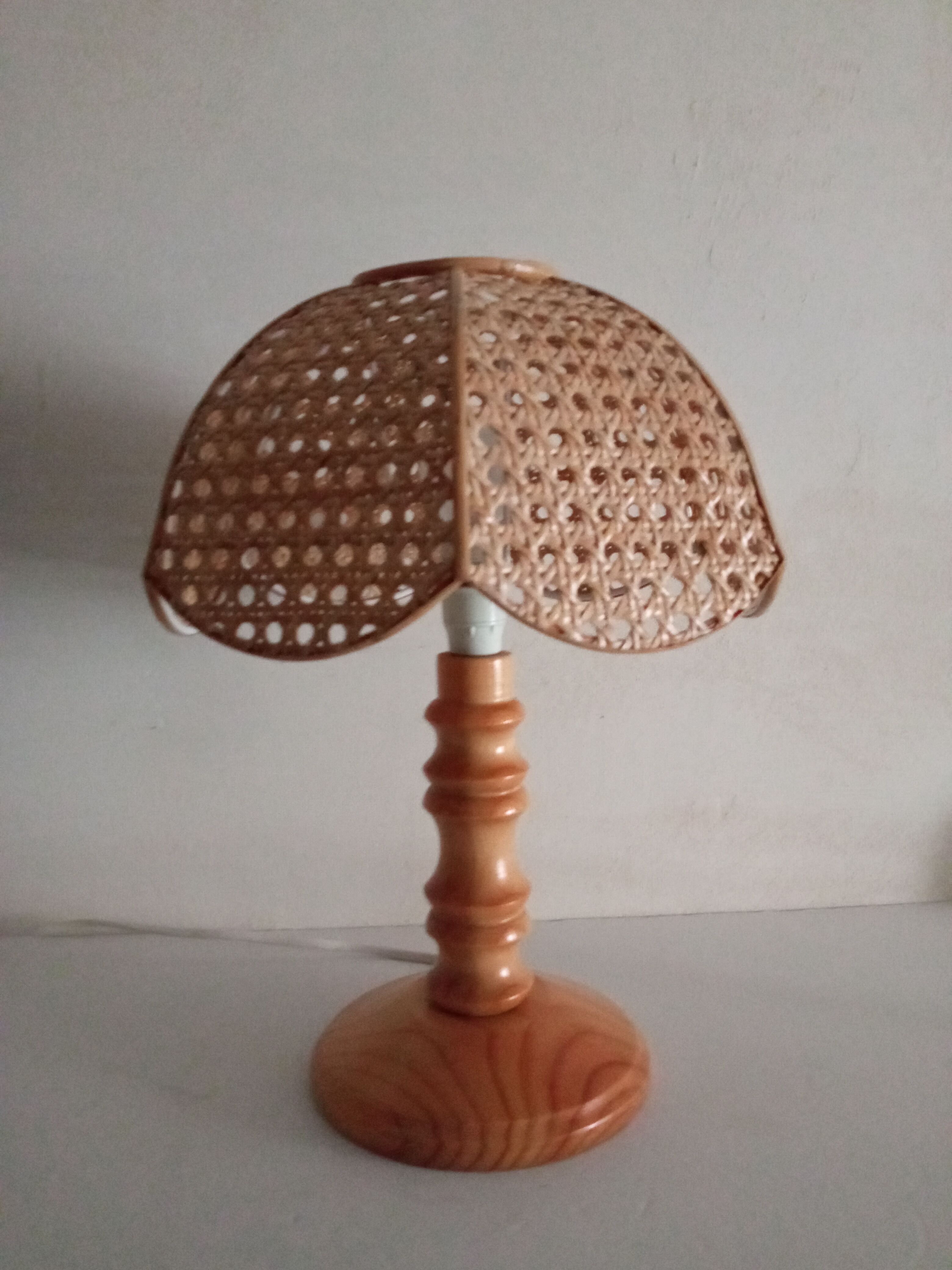 Wooden bedside lamp and cannage