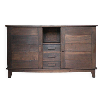 Enfilade Reconstruction René Gabriel. buffet bois vintage