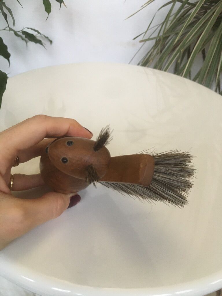 Scandinavian teak squirrel clothing brush