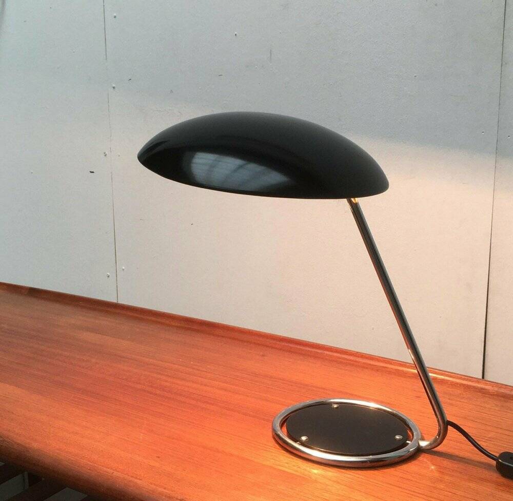 Metal table lamp model 6761 from the mid-century German period by Christian Dell for Kaiser Leuchten, 1960s.