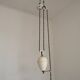 Vintage French Rise & Fall Counterbalance Ceiling Light Opaline Glass Shade