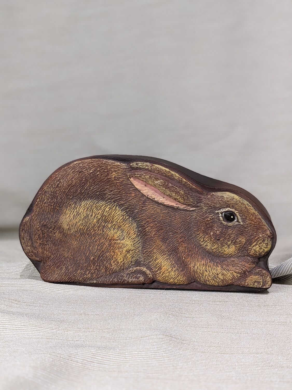 Painted cardboard rabbit box