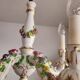 Handgeformt vergoldet vintage Porzellan Kronleuchter Capodimonte 1960er