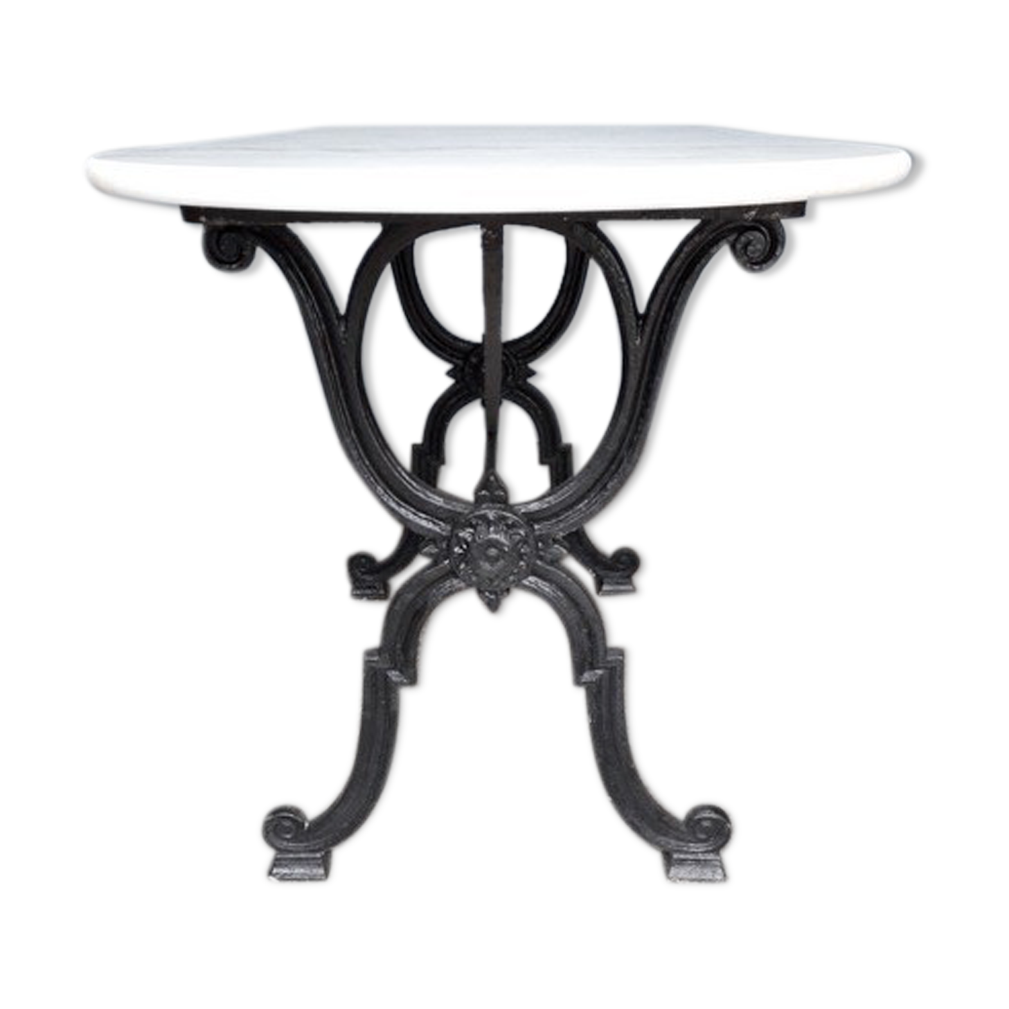 Table bistro period art deco 1930 cast and marble
