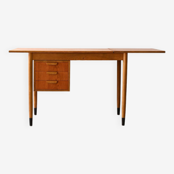 Teak desk with 3 drawers extendable