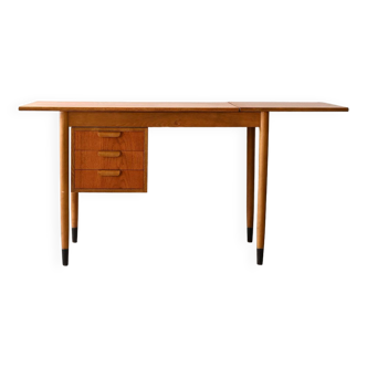 Bureau en teck avec 3 tiroirs extensibles