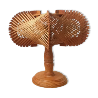 Lampe de table en bois vintage des années 60 style japonais