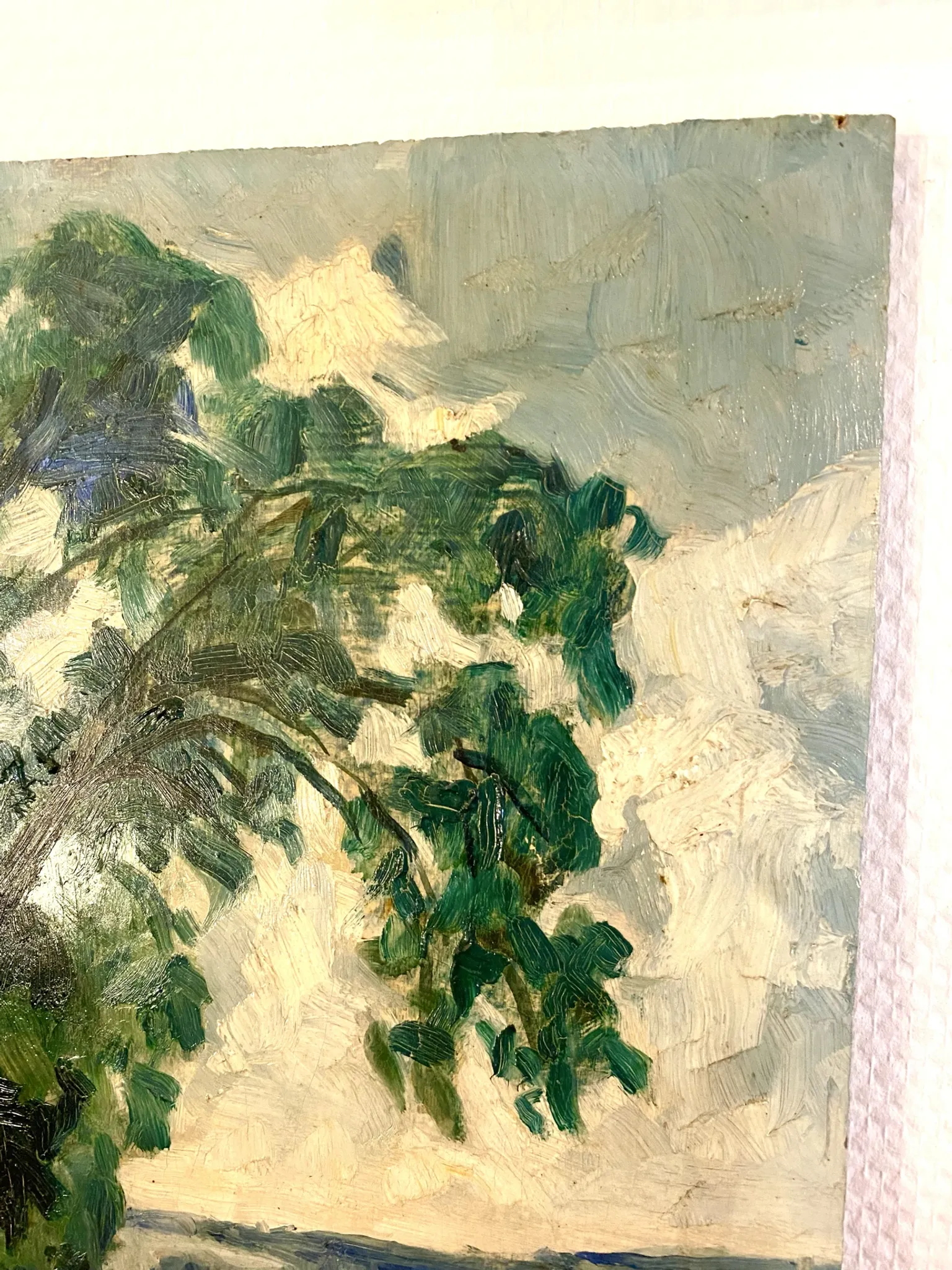Oil on wood early 20th century countryside view