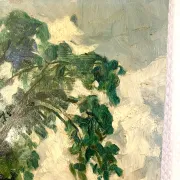 Oil on wood early 20th century countryside view
