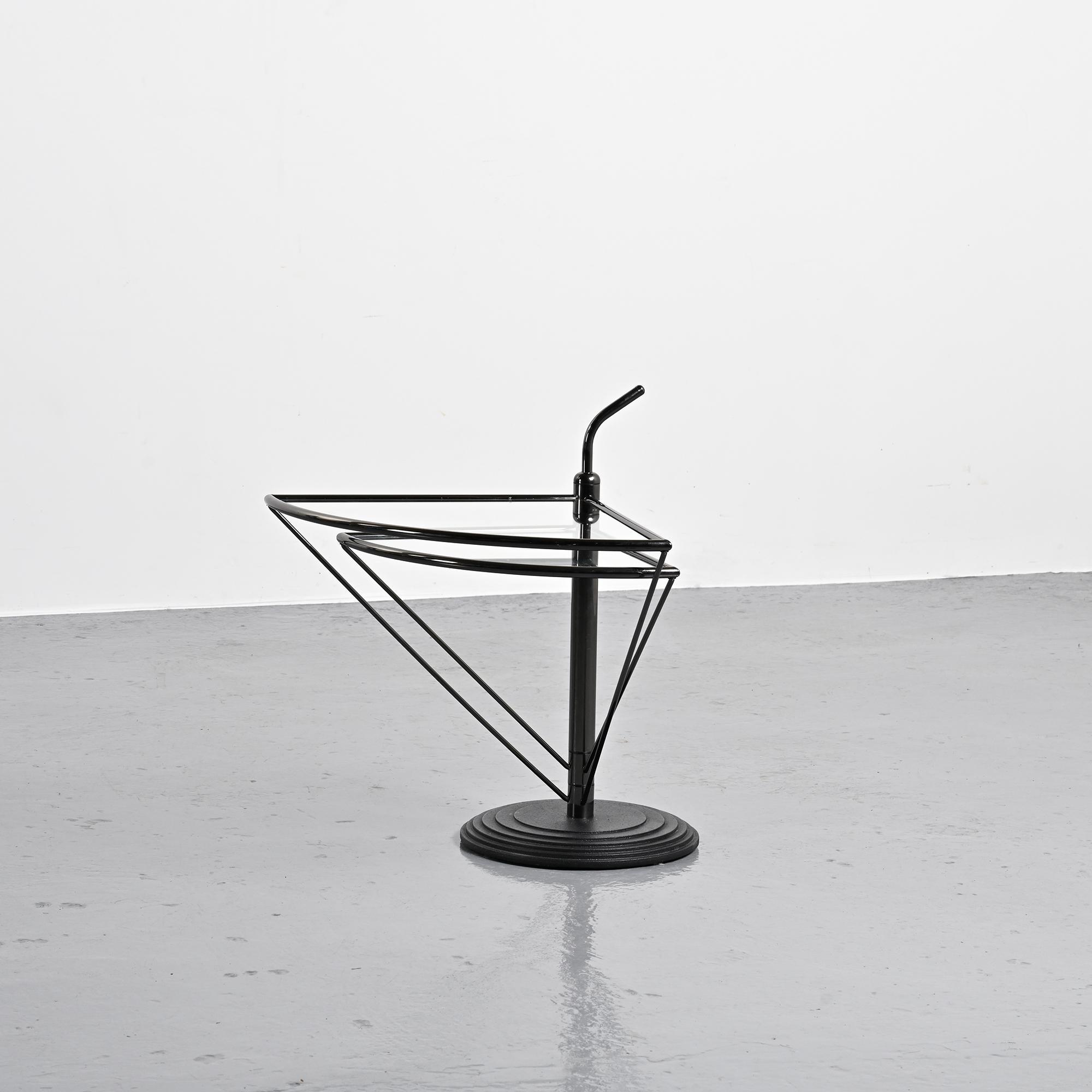 Dardo coffee table in glass and metal by OMA, Italy, circa 1980.
