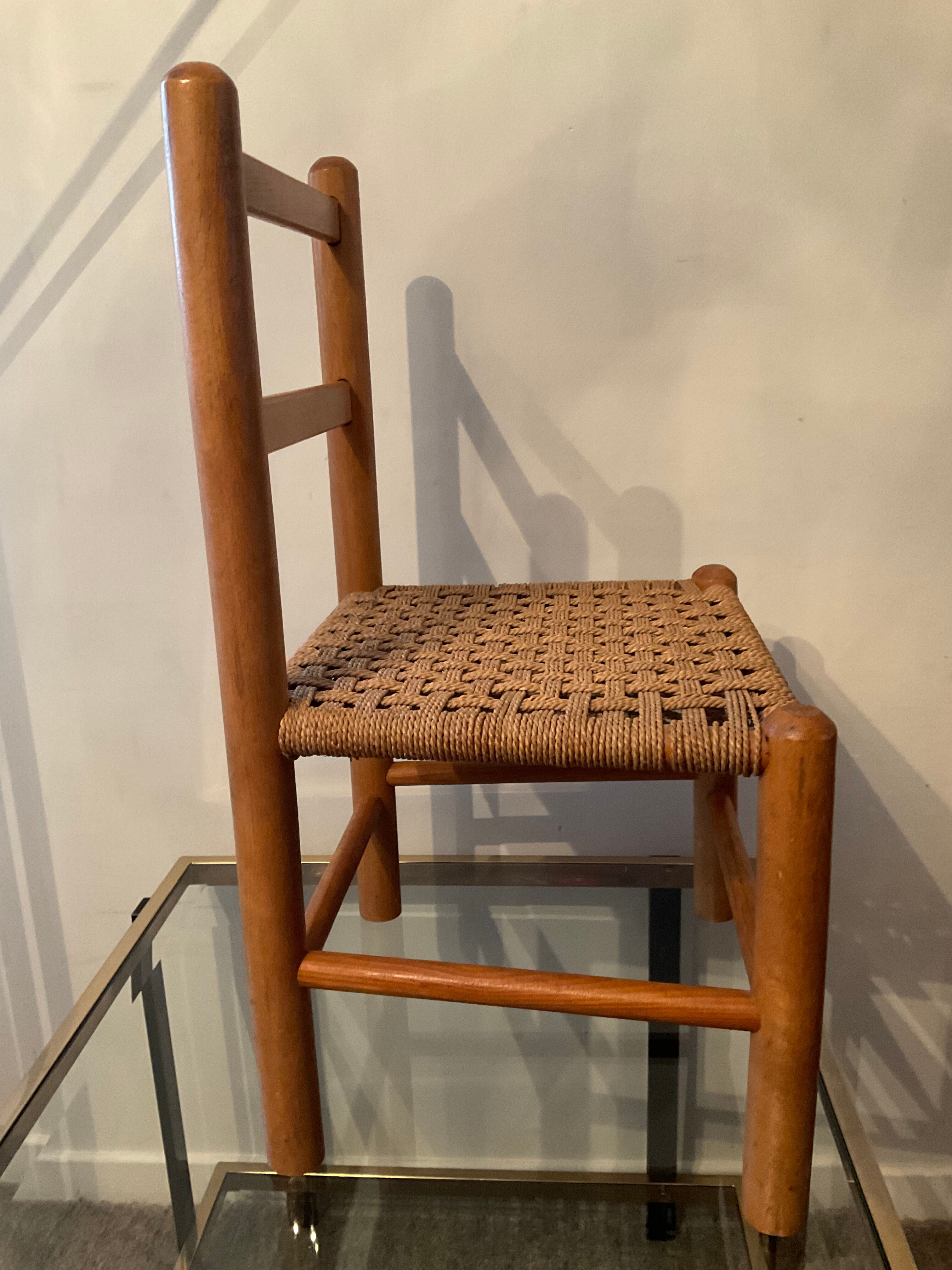 Scandinavian children's chair sitting in rope 70s