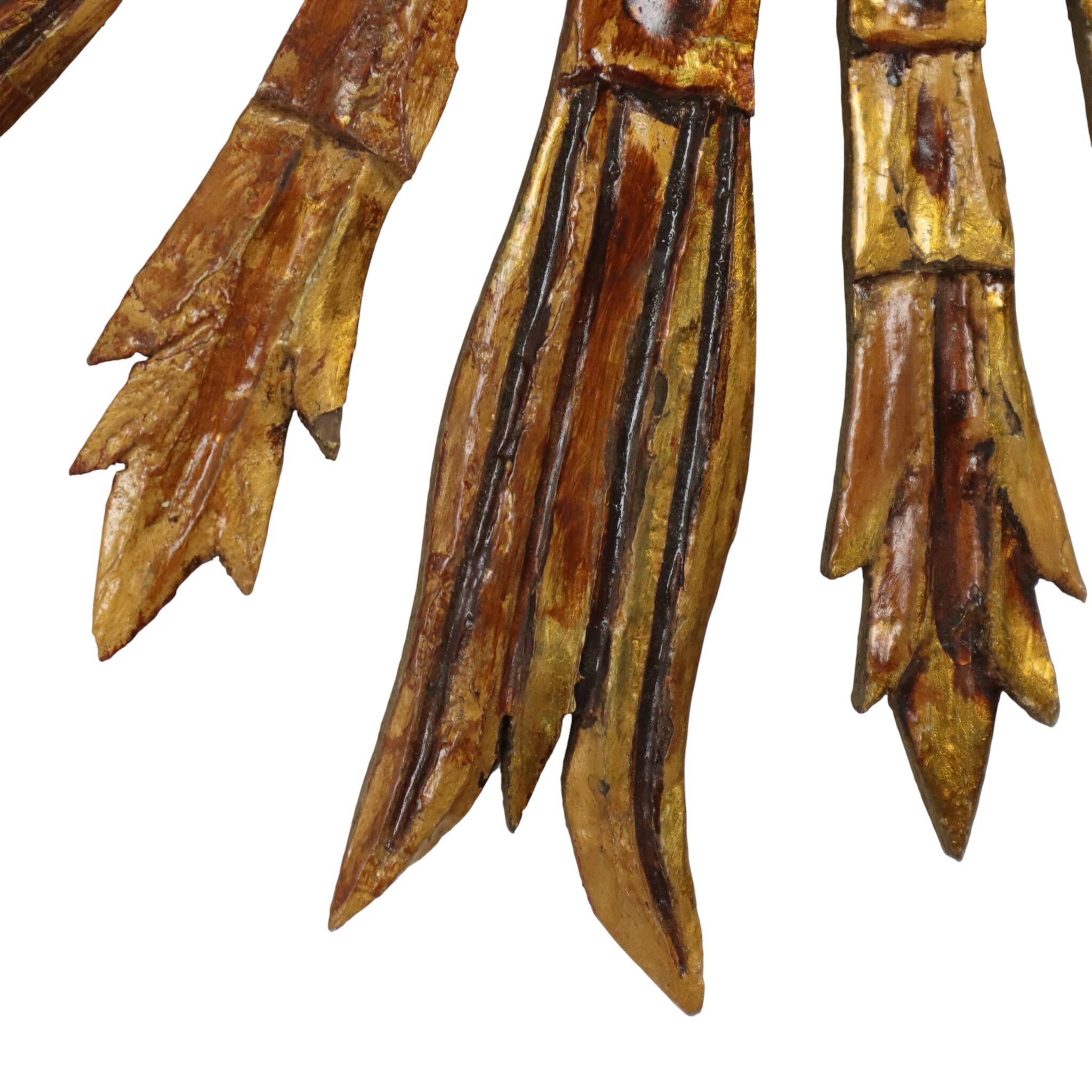 Vintage Wooden Sun Mirror Sunburst Gold Fifties 52cm