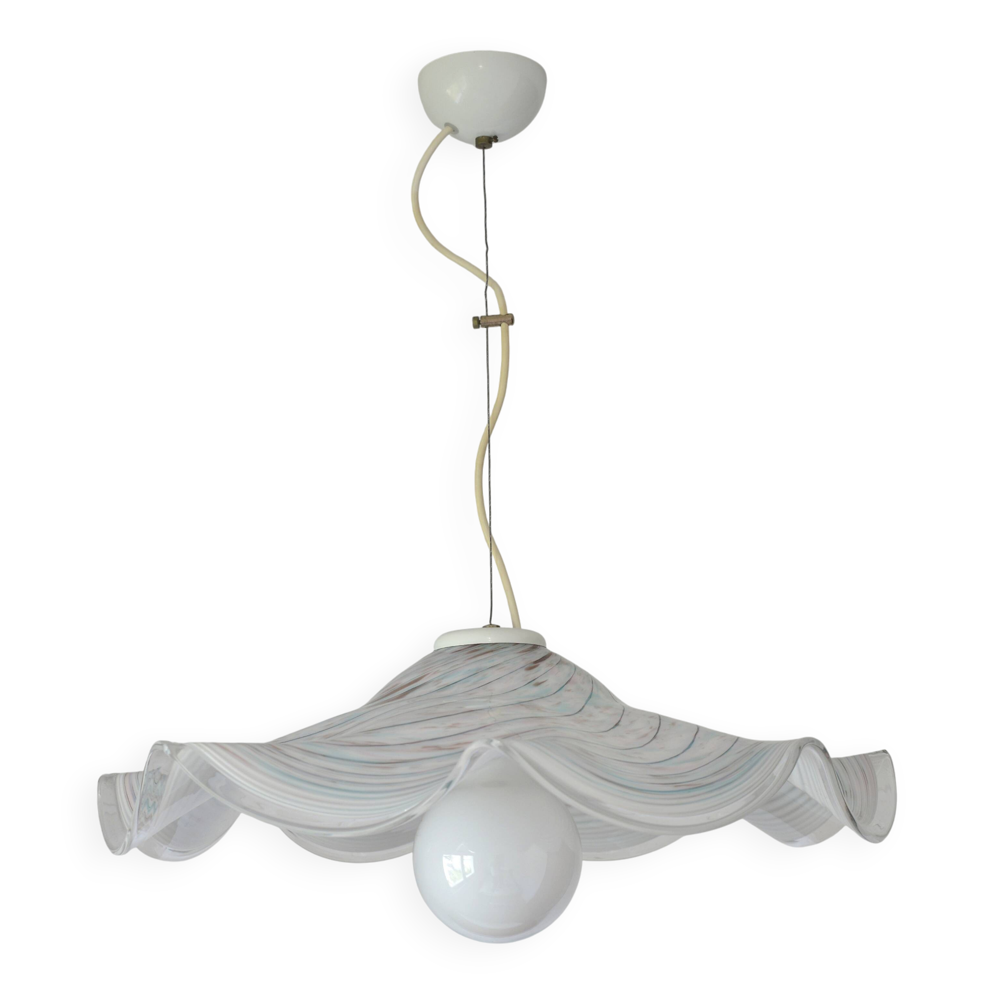 Vintage Murano lamp / swirl glass chandelier / unique hanging lamp 1980's