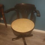 Fauteuil pivotant canné, cannage neuf