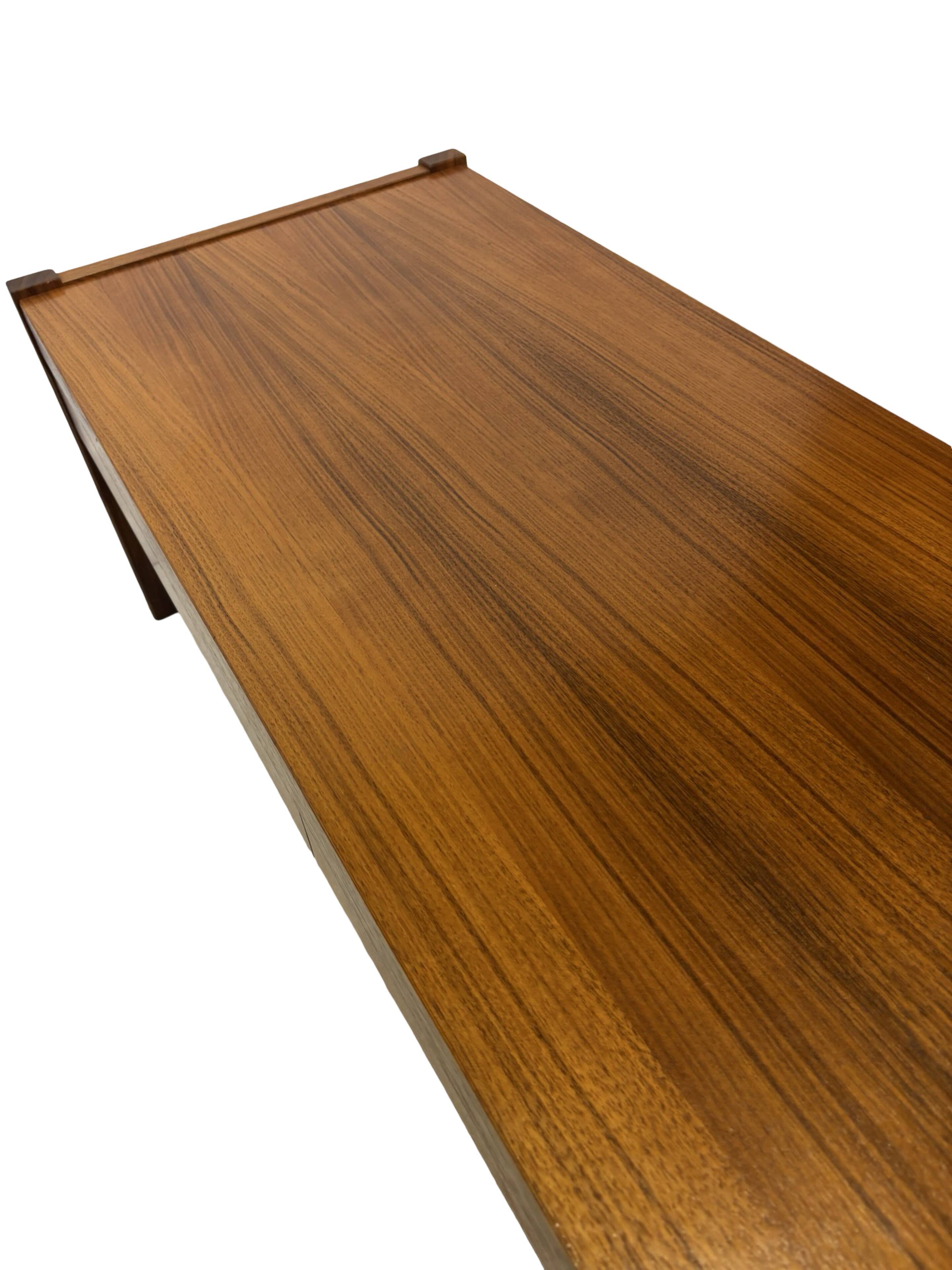 Vintage low sideboard with drawers 70's walnut veneer design