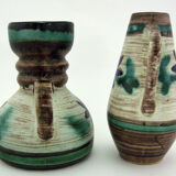 2 small ceramic vases, hand painted floral motifs, ESR Sawa foreign - West Germany 60