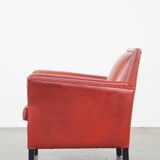 Fauteuil en cuir de mouton rouge