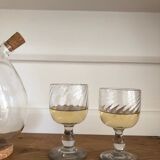 Two old wine glasses, torsaded, blown glass, France - late 19th century
