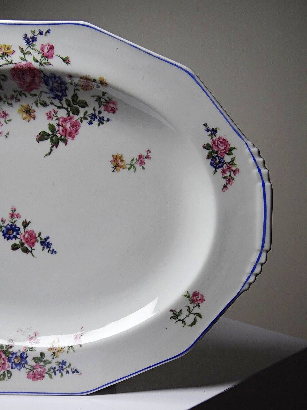 Bernardaud Limoges porcelain serving platter with floral decoration, 1920s-1950s