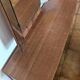 Vintage 70s dressing table with triptych mirror and matching bench.
