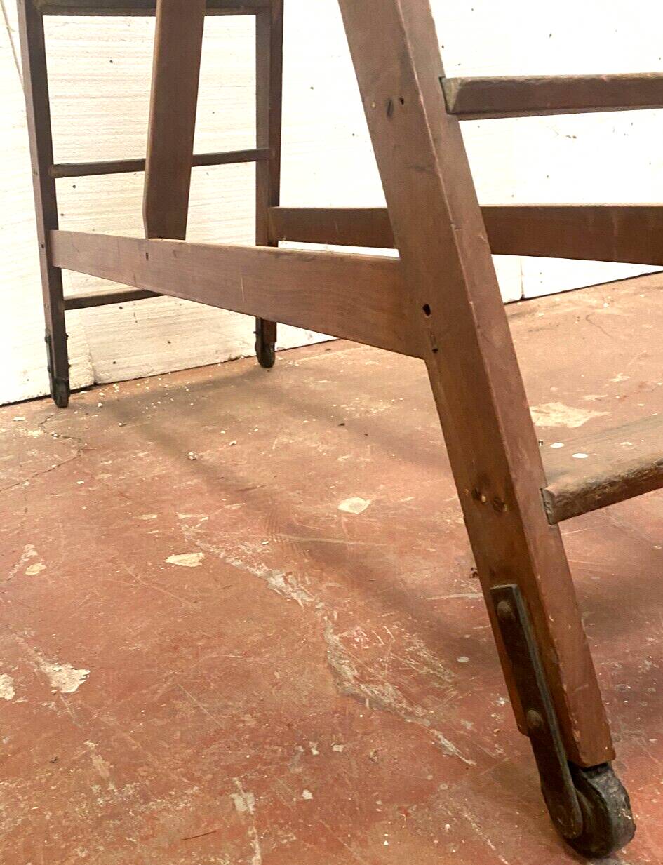 Double library ladder in solid fir 19th century