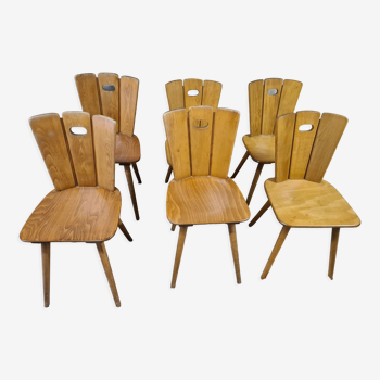 Set de 6 chaises brutalistes vintage 1960