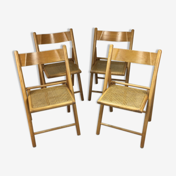 Lot of 4 folding wooden chairs, 1970s cannes