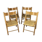 Lot of 4 folding wooden chairs, 1970s cannes