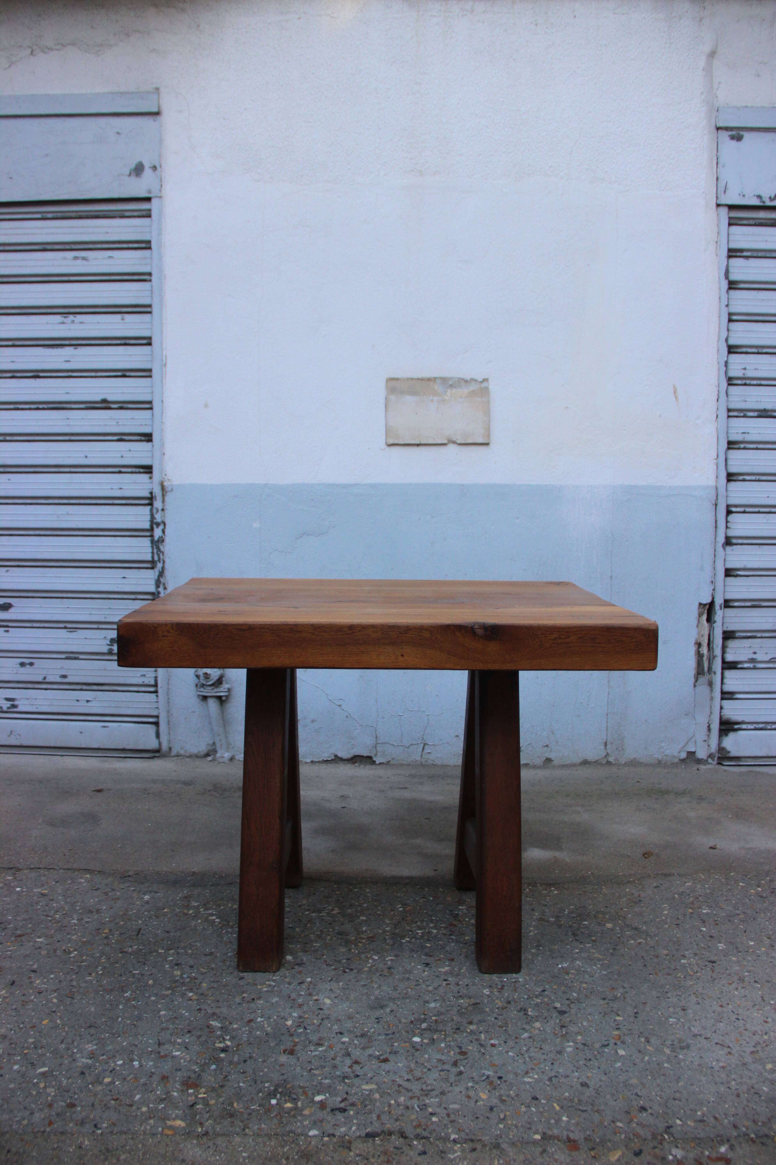 Solid oak table, published by Mobichalet, Belgium, 1950