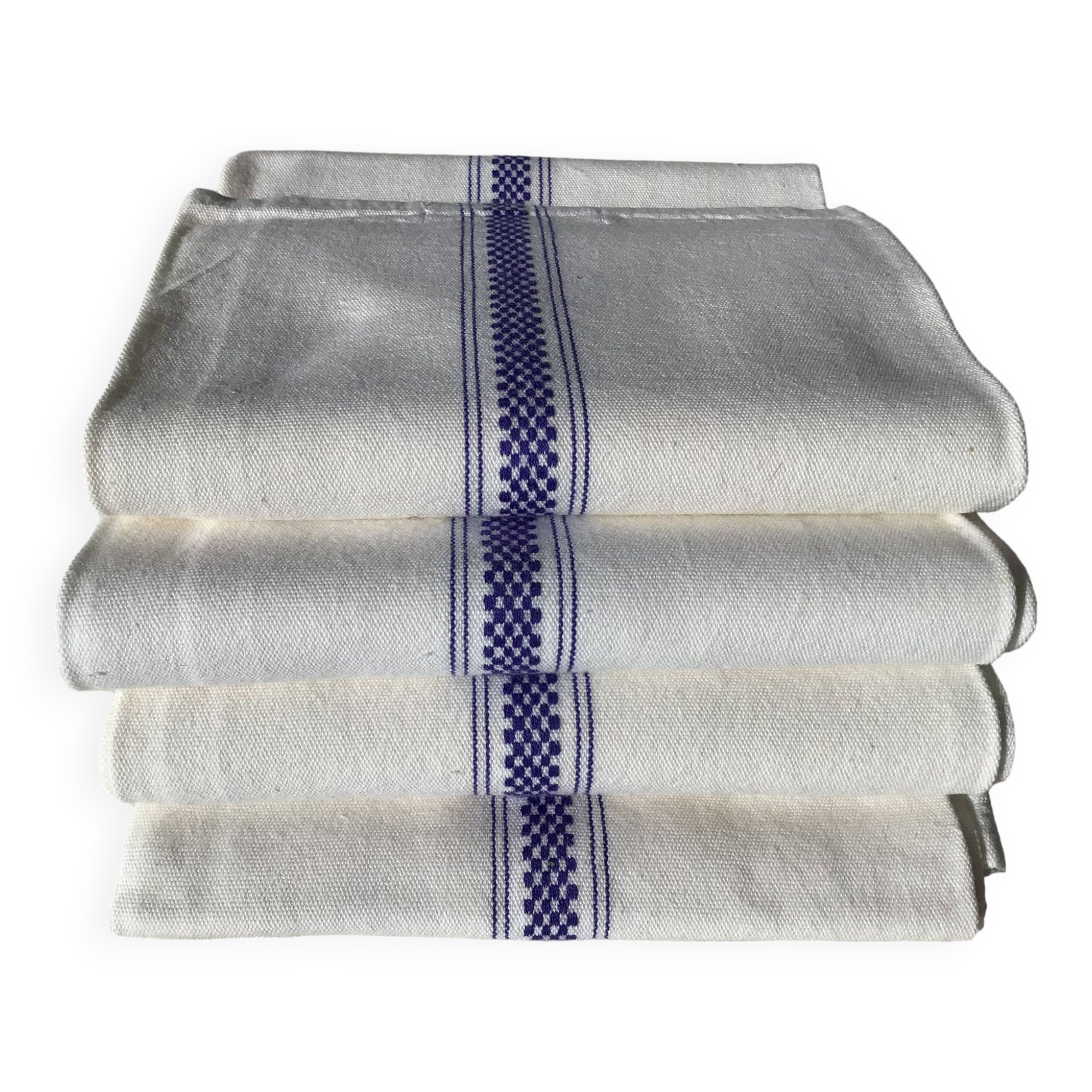 4 torchons neufs rayure tissée bleu majorelle