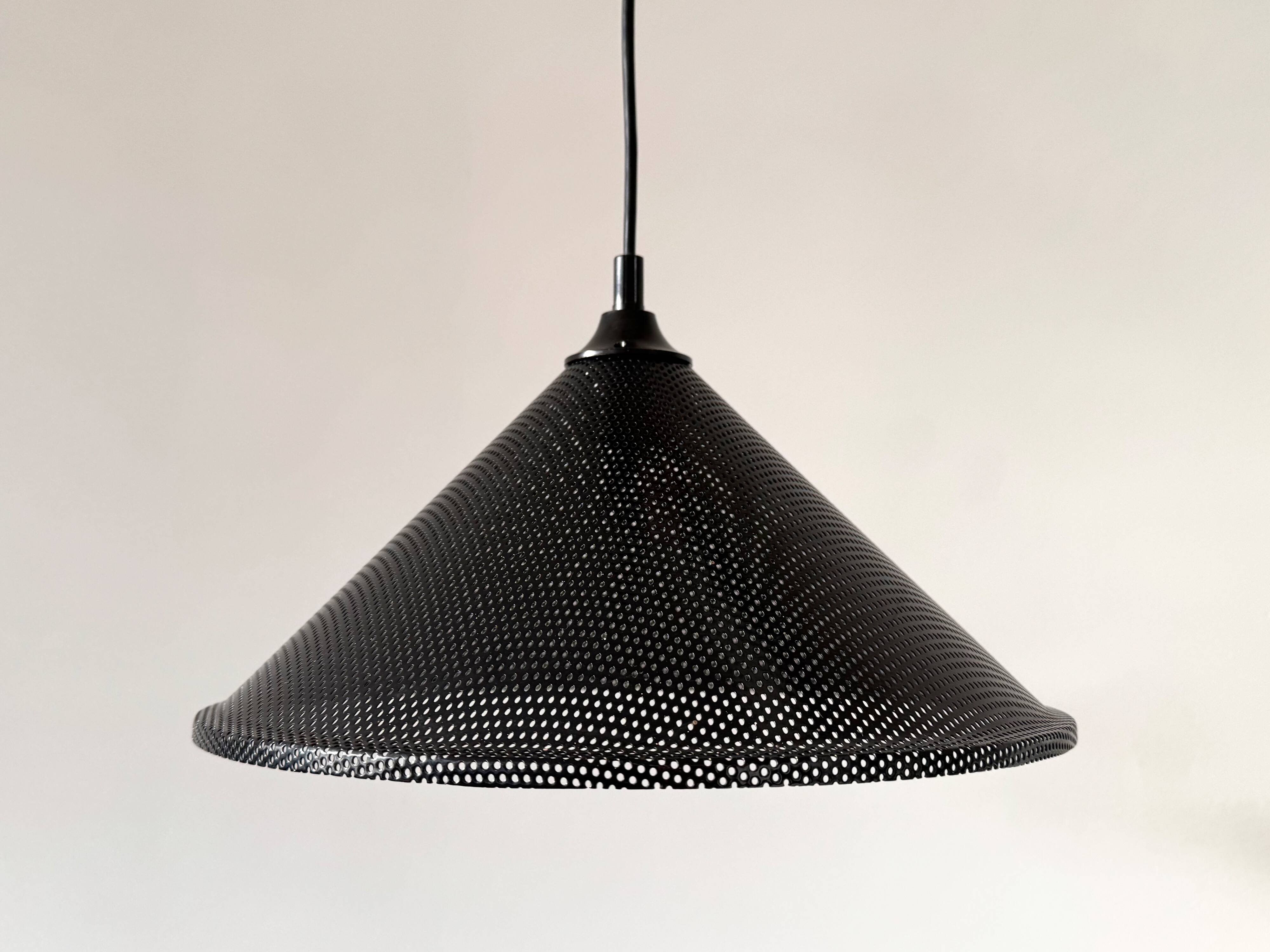 Postmodern perforated metal hanging lamp from the 80s