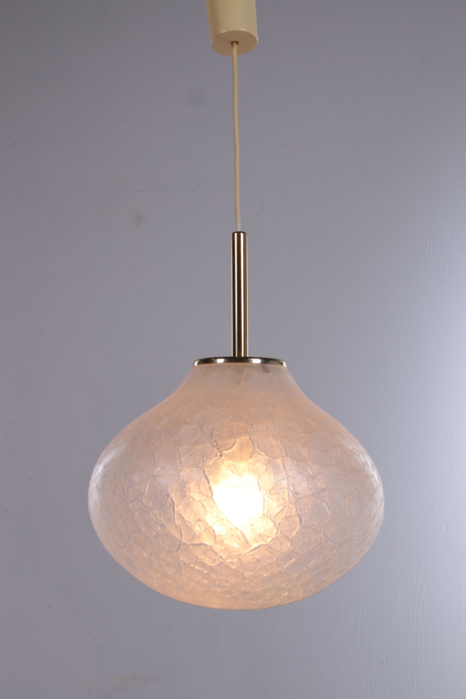 Very rare glass hanging lamp by doria leuchten, 1960, germany