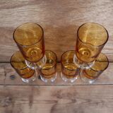 Lot of 6 Luminarc France 70'S amber white wine glasses