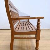 Old colonial varangue bench in teak – mid 20th century