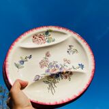 Set of 6 compartmentalized plates Longwy hand painted