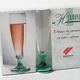Set of 3 Vintage Green Stem Champagne Flutes: Bormioli Rocco Harmonia, 1990