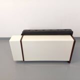 Vintage sofa bed bench with integrated lighting, Italian design Beka Tortuga, in skai, fiber