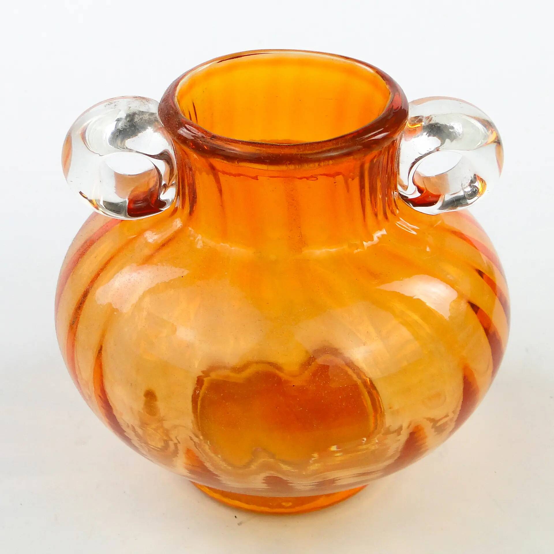 Mid-century modern vase, orange glass, Poland, 1970s