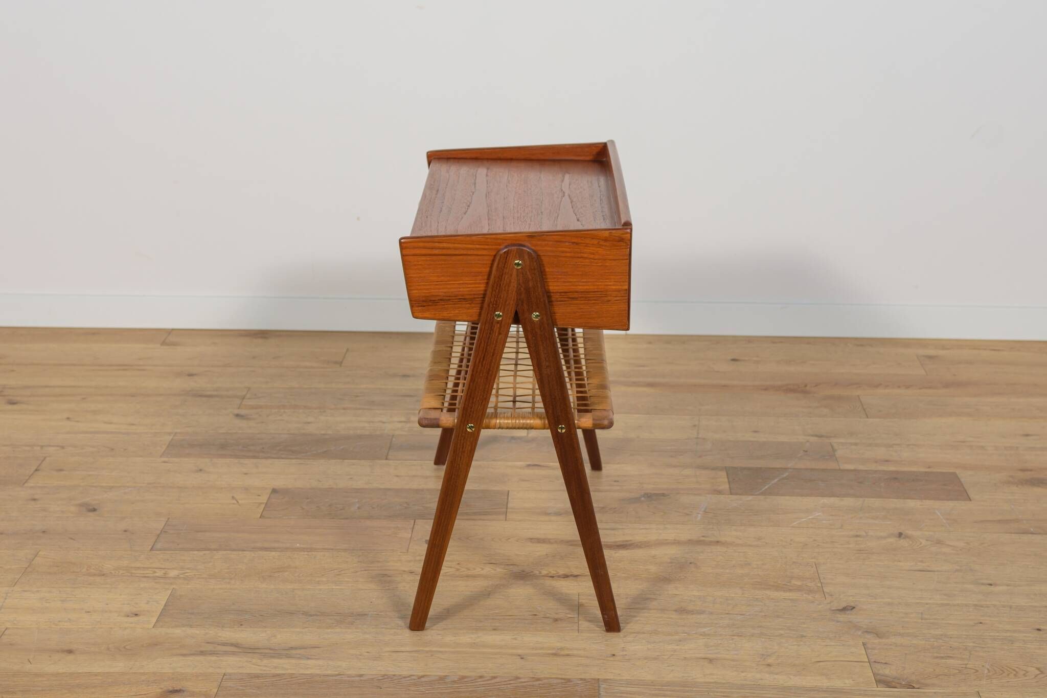 Mid Century Teak and Rattan Console Table by Søren Rasmussen, United Knigdo