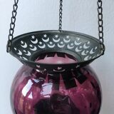 Lantern suspension blown glass purple and metal