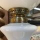 Napoleon III lamp in white opaline and painted with floral decoration - late 19th century