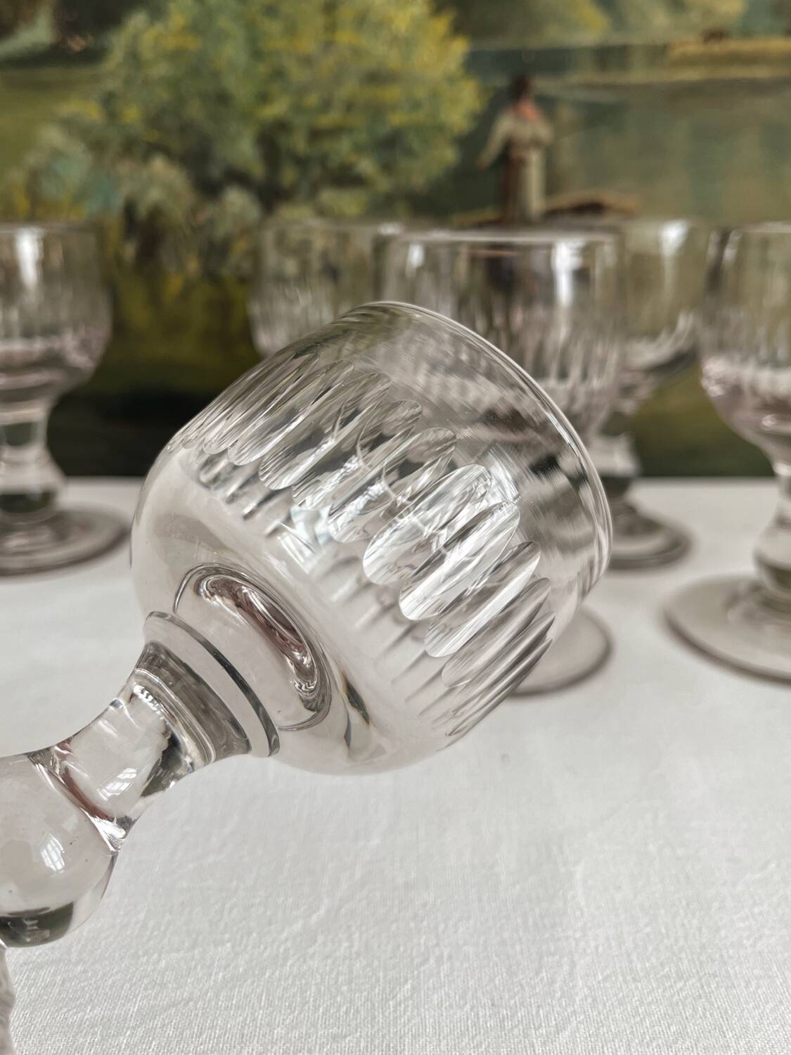 6 old hollow-ribbed glasses from the end of the 19th century