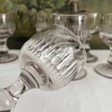 6 verres anciens à côtes creuses, fin 19ème