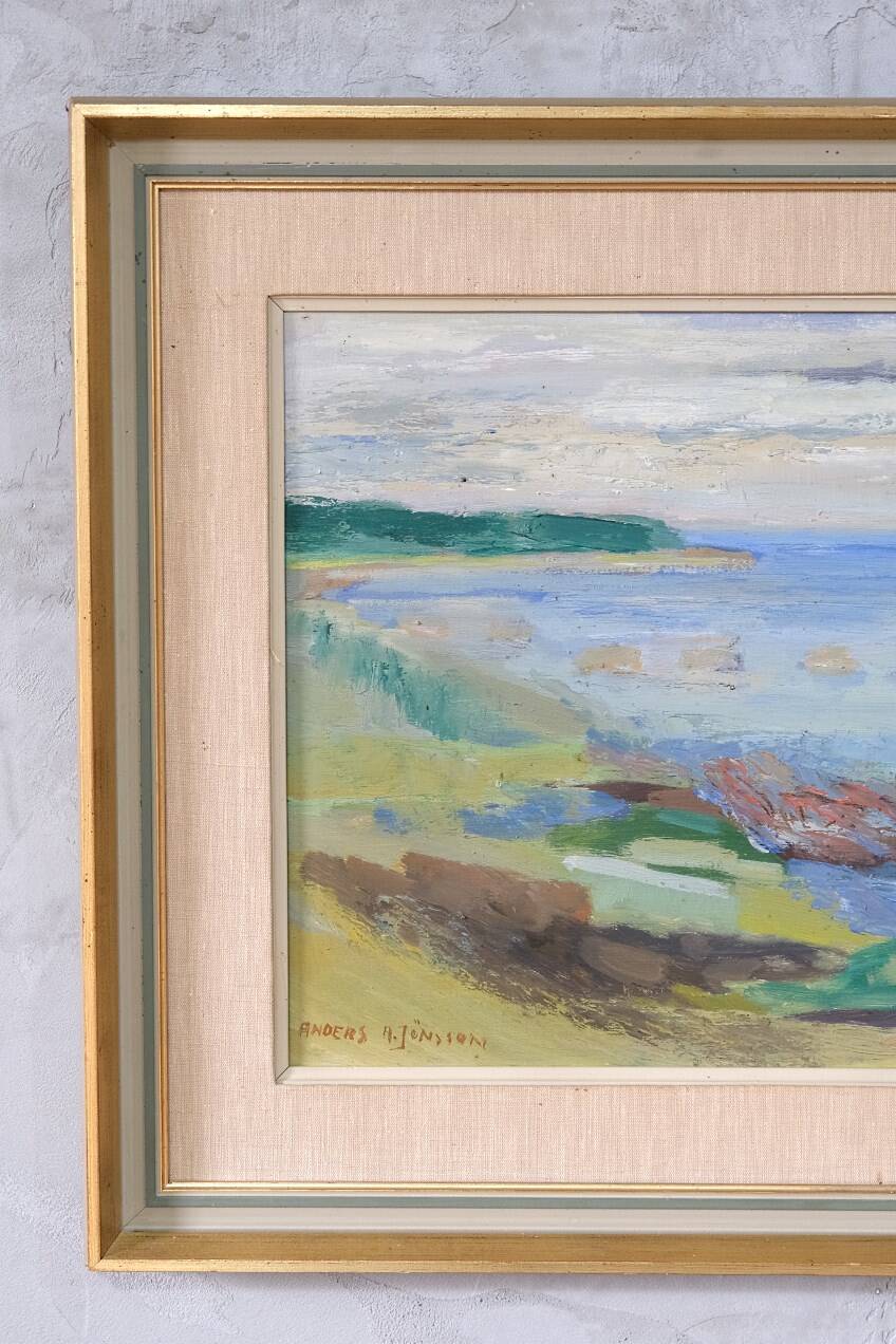 Anders A. Jonsson, Swedish Modern Landscape , 1950s, Oil on Panel, Framed